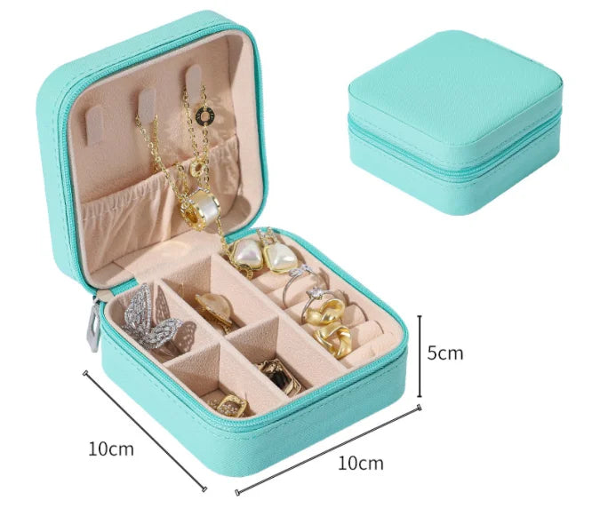 Portable Jewelry Storage Box Travel Organizer Jewelry Case PU Leather Storage Earrings Necklace Ring Jewelry Organizer Display