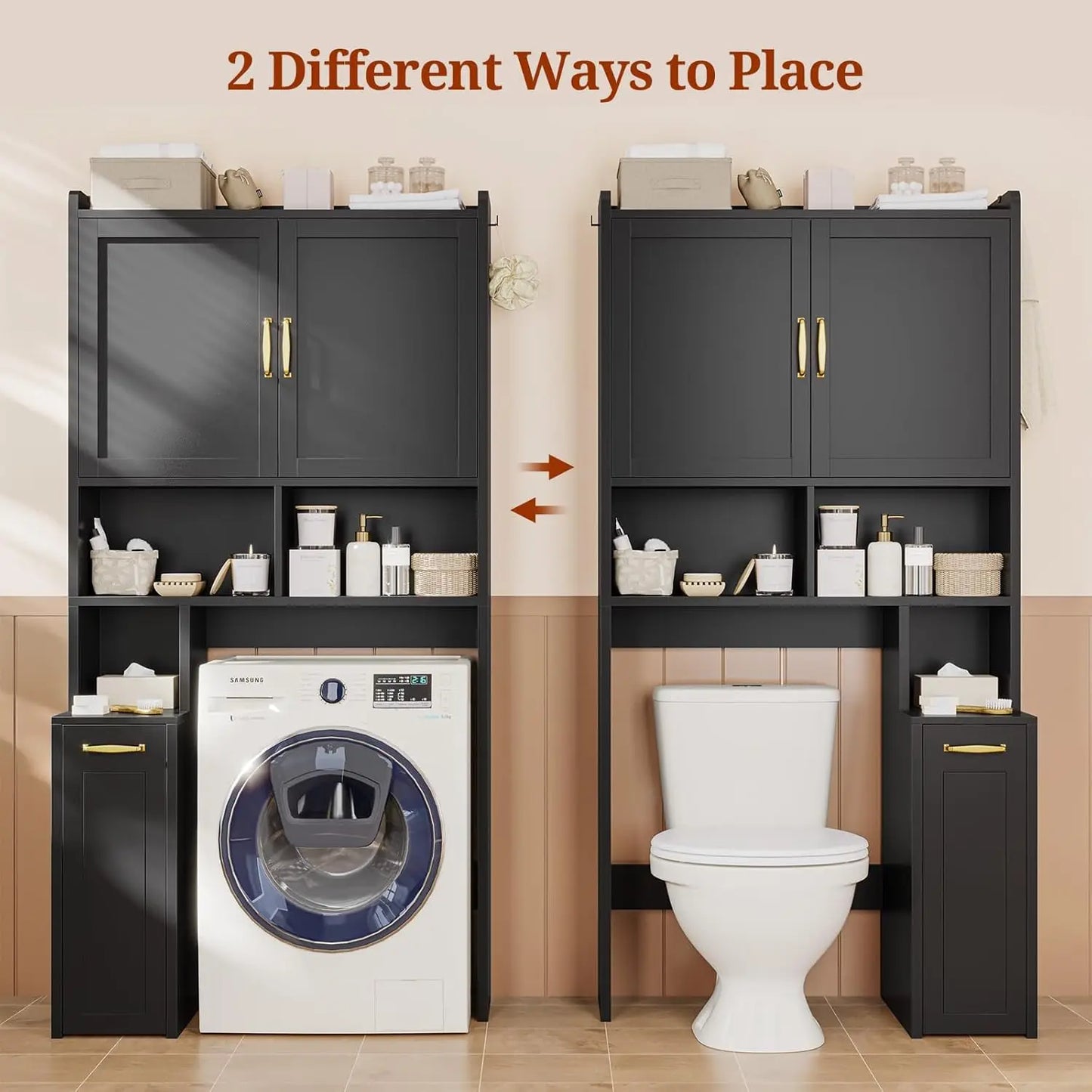 Over The Toilet Storage Cabinet with Pulley, Small Bathroom Storage Cabinet.