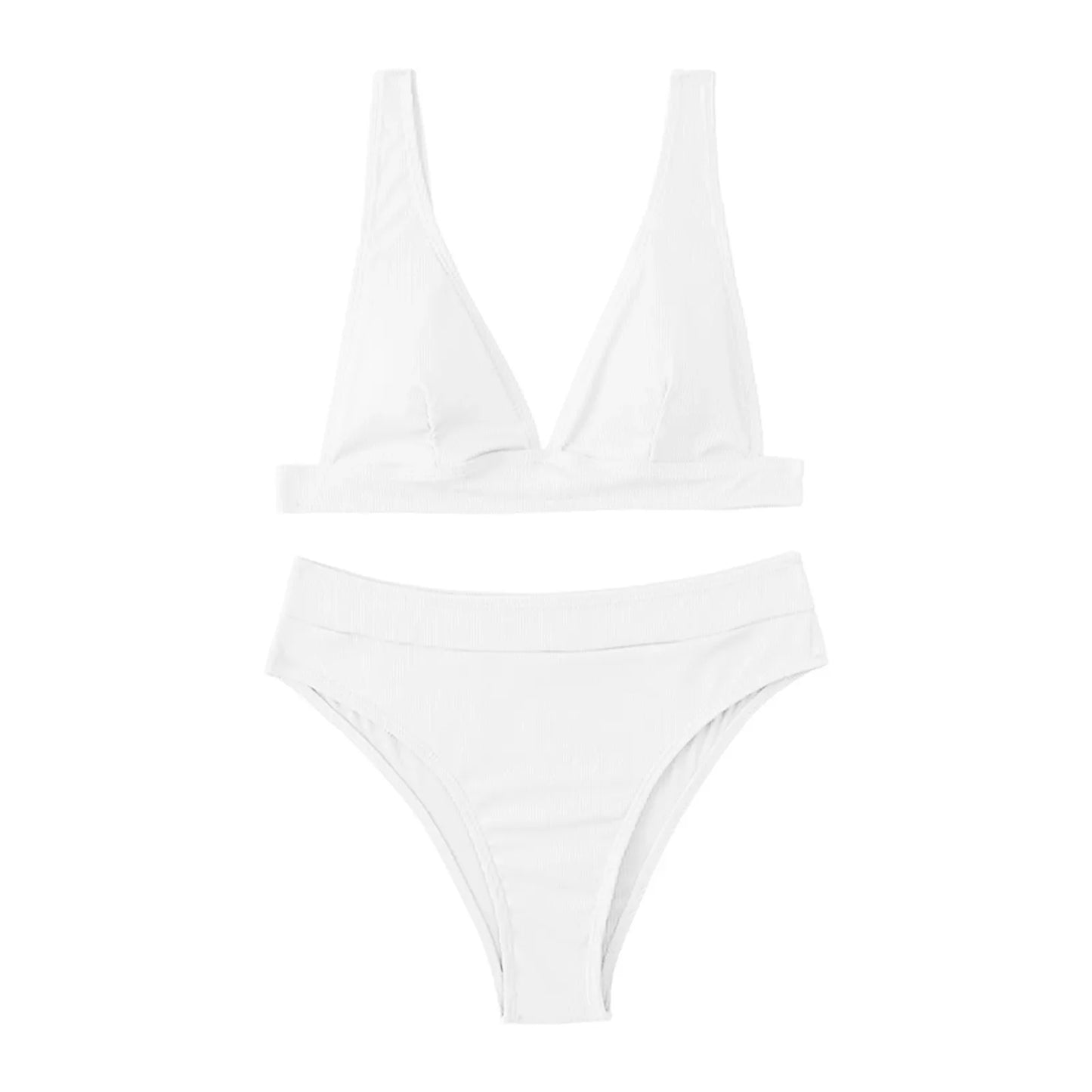 Women Deep V Swimwear Bikinis Soild High Waisted Ladies Shorts Two Piece Swimwears Tankinis Set Women'S Swimsuit купальник