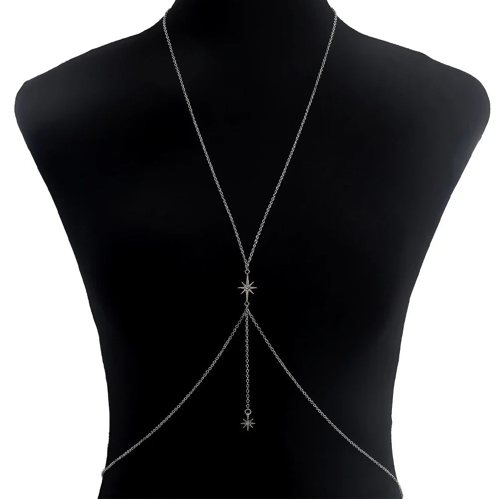 Fashion Womens Sexy Sequins Bra Bikini Beach Harness Necklace Waist Belly Body Chain Fashion Jewelry #241361