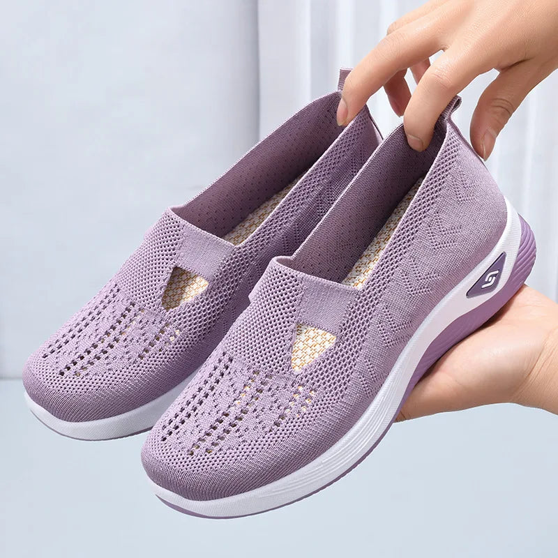 2025 Spring Women's Sports Shoes Mesh Fashionable Breathable Lightweight Non-slip Wear-resistant Casual Sports Shoes Flat Shoes
