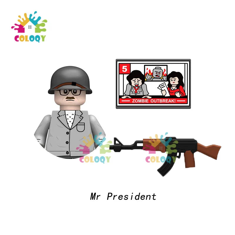 Kids Toys Zombies Building Blocks Line Infantry Soldiers Mini Action Figures Toys For Halloween Gifts For Boys