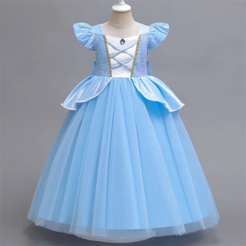 Cinderella Belle Costume for Girls Halloween Disguise Cosplay Rapunzel Princess Dress Baby Christmas Birthday Party Kids Clothes