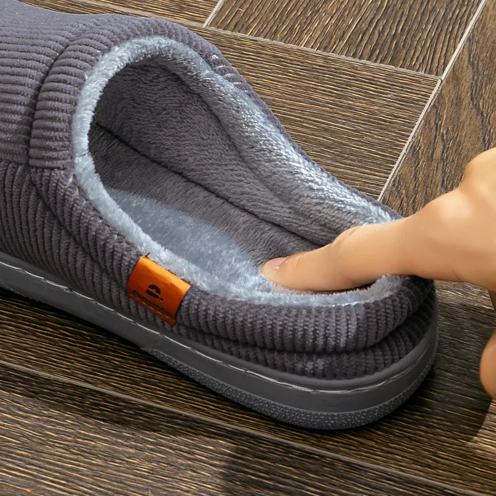 Warm Slippers for Men, TPR Sole Memory Foam Soft Cushion, Non Slip House Shoes.