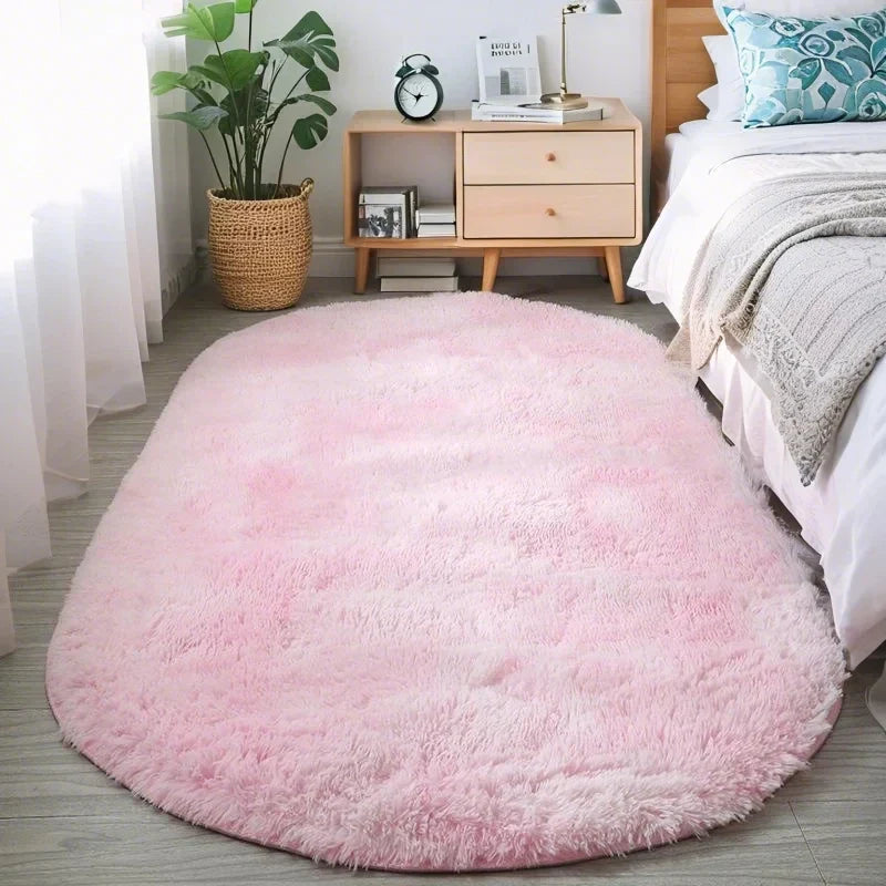 Fluffy Oval Plush Carpet Extra Soft Rug For Living Room ,Sofa Area, Bedroom, Non-Slip Shaggy Floor Mat.