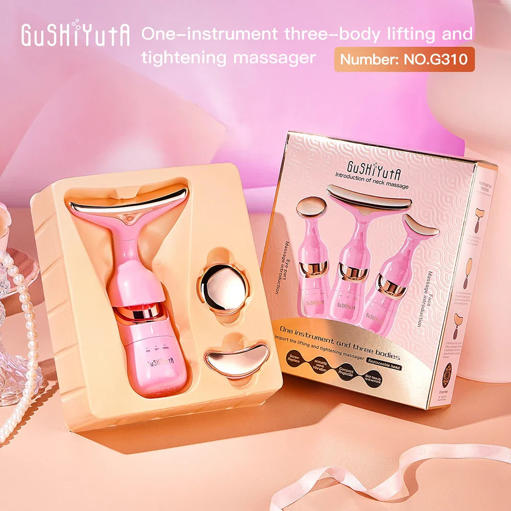 3 In 1 Facial Lifting Device Neck Facial Eye Massage Face Slimmer EMS Beauty Skin Tightening Wrinkle Anti Aging Face Massager