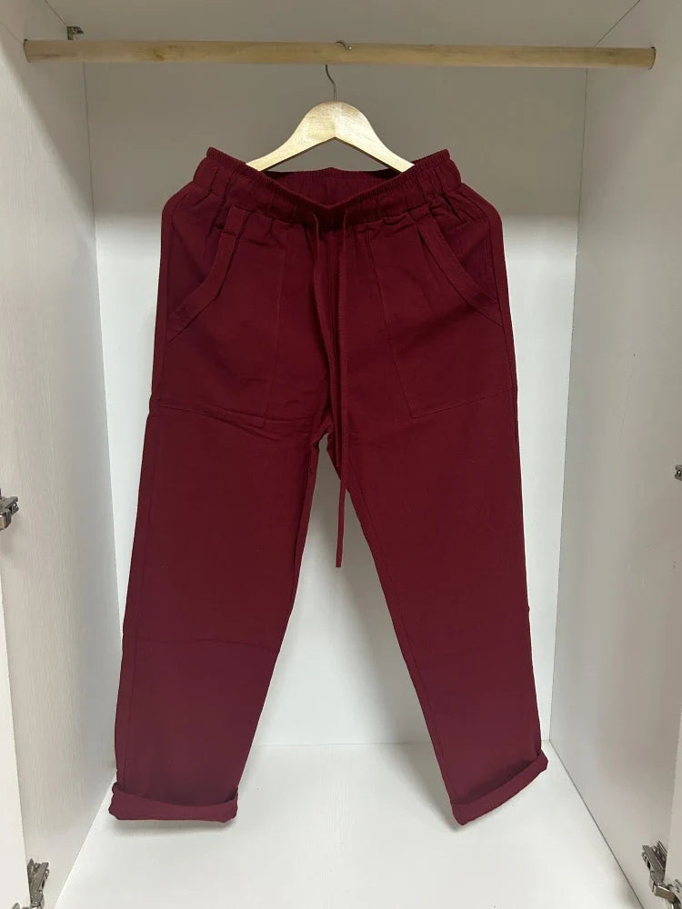 Women's Pants New In Korean Fashion Commuter High Waist Women Clothes Cotton Lace-up Pencil Wide Trousers Streetwear Black Pants