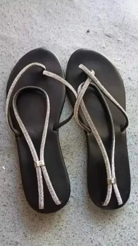 Women's Shoes 2024 Summer Ankle Strap Women's Sandals Beach Flip Flops Fashion Gold Flat Roman Women Sandals Sandalias De Mujer