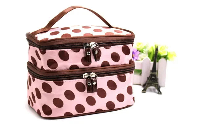 Large Capacity Makeup Bag Double Zip Women Cosmetic Bag Bathing Pouch Travel Toiletries Organizer Waterproof Storage Make Up Cas