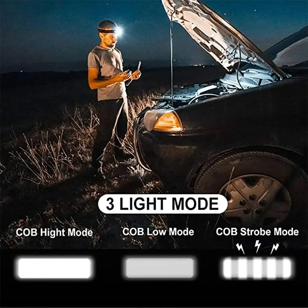 Camping Led Mini Headlights Portable Cob Headlamps Waterproof Head Front Light With 3 Switch Modes Led Lights Head Light