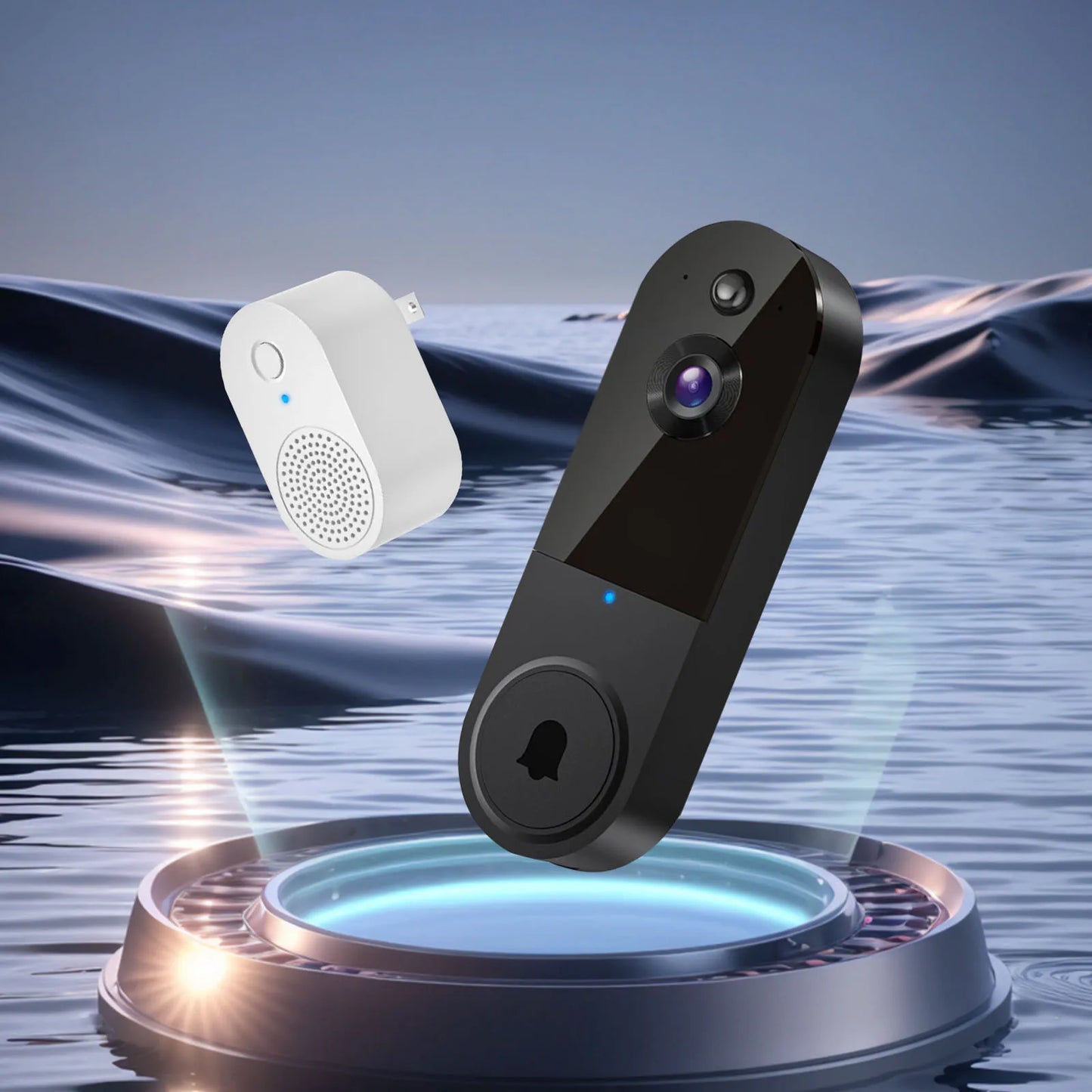 Wireless Video Doorbell with Mic & Speaker, Night View Camera Rechargeable Electronic Doorbell  for Home Safety Protection.