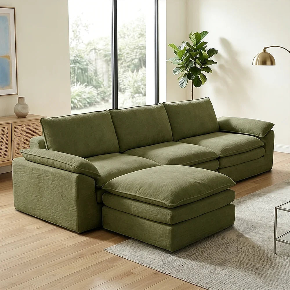 Modern Cloud Modular Sofa Set, Soft Thick Memory Foam, Frameless Couch with Pillows, Easy Assembly for Living Room Bedroom