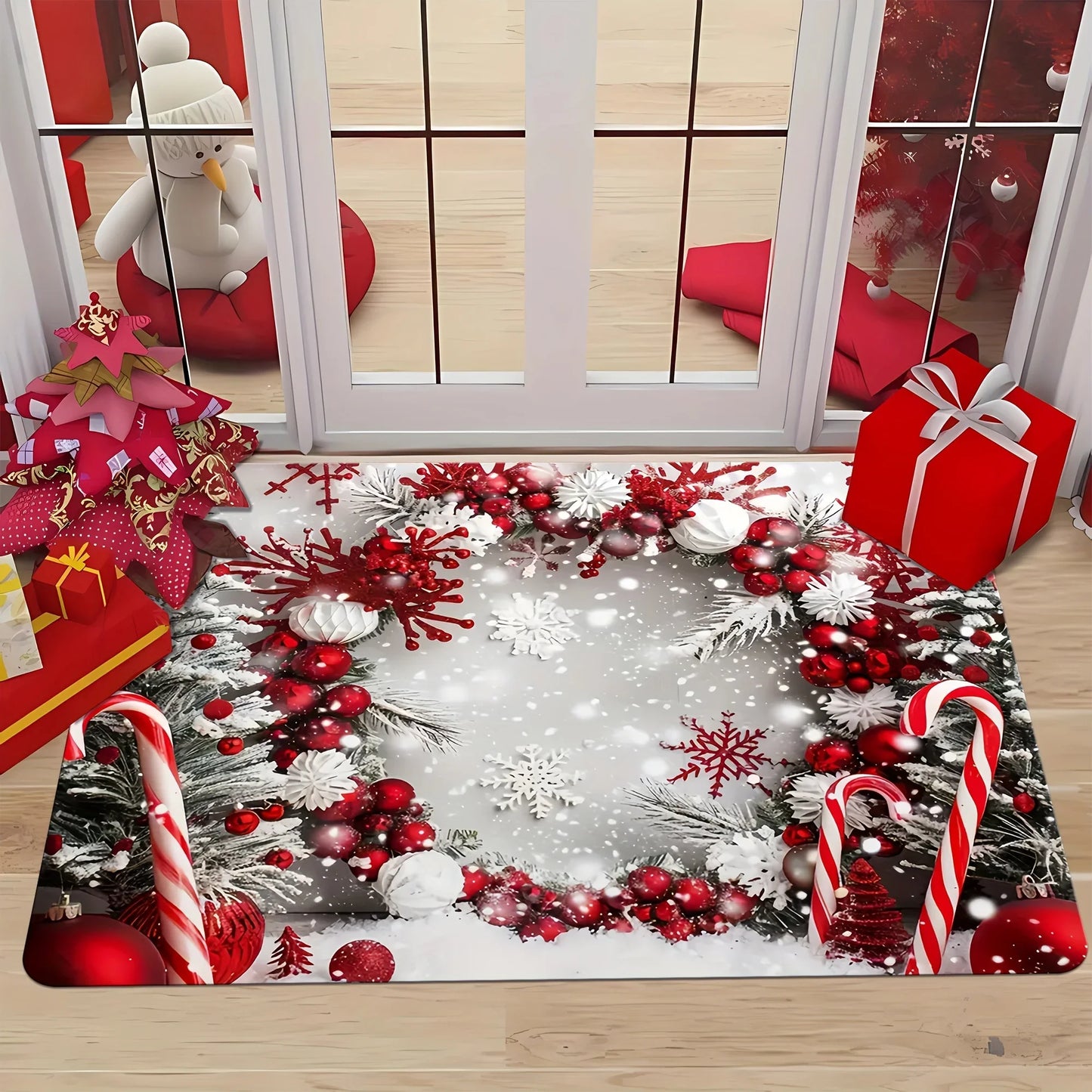 VIKAMA Christmas Rug Festive Carpet For Live Room Large Area Rug.