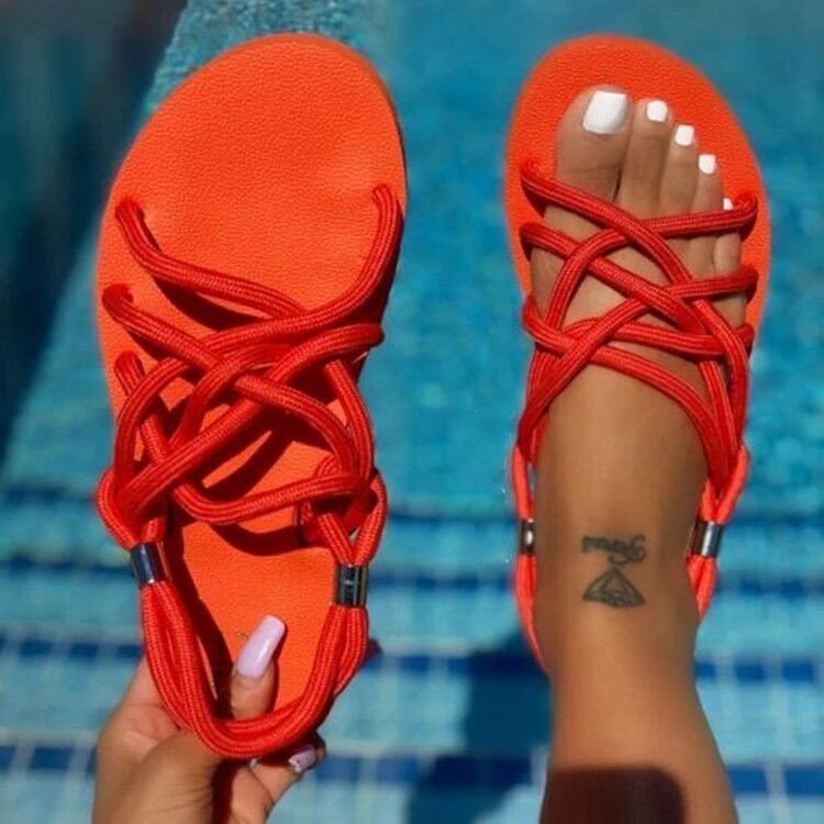 Women's Sandals 2022 Summer New Outdoor Sexy Beach Solid Color Flip Flops Fashion Pinch Toe Buckle Casual Sandalias De Mujer