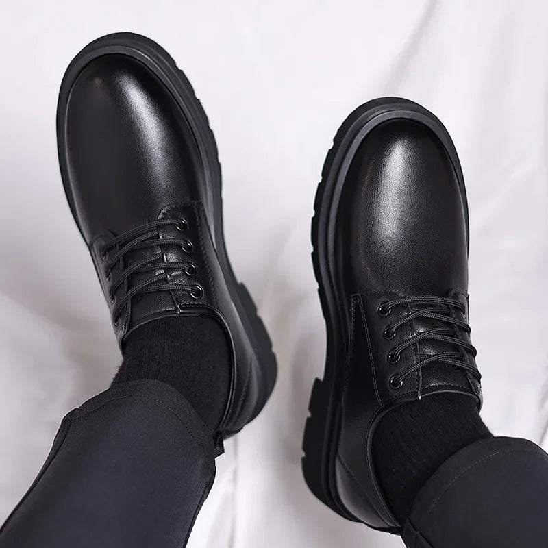 Men Soft Leather Breathable Casual Shoes, Spring, Autumn Season, Comfortable Business Formal Flats.