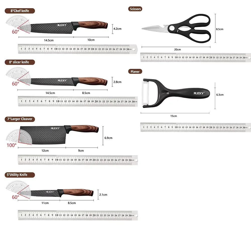 6pcs High Carbon Stainless Steel Knives, Handmade Forged Cleaver Chef Butcher Kitchen Knife, Wood Handle Chef Knife Cooking Tool.