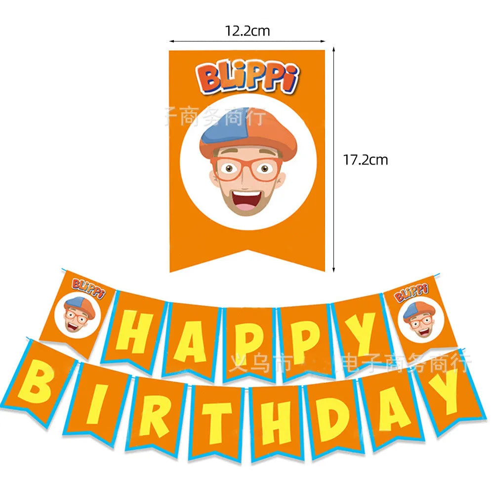 Bli-Ppi-Toy Theme Party Supplies Disposable Set Background Balloon Banner