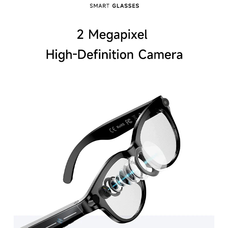 2026 New Al Smart Glasses, 200w HD Camera, Video Record, Voice Translation, Photo Recognition, Music Playback, BT Call Smart Sunglasses.