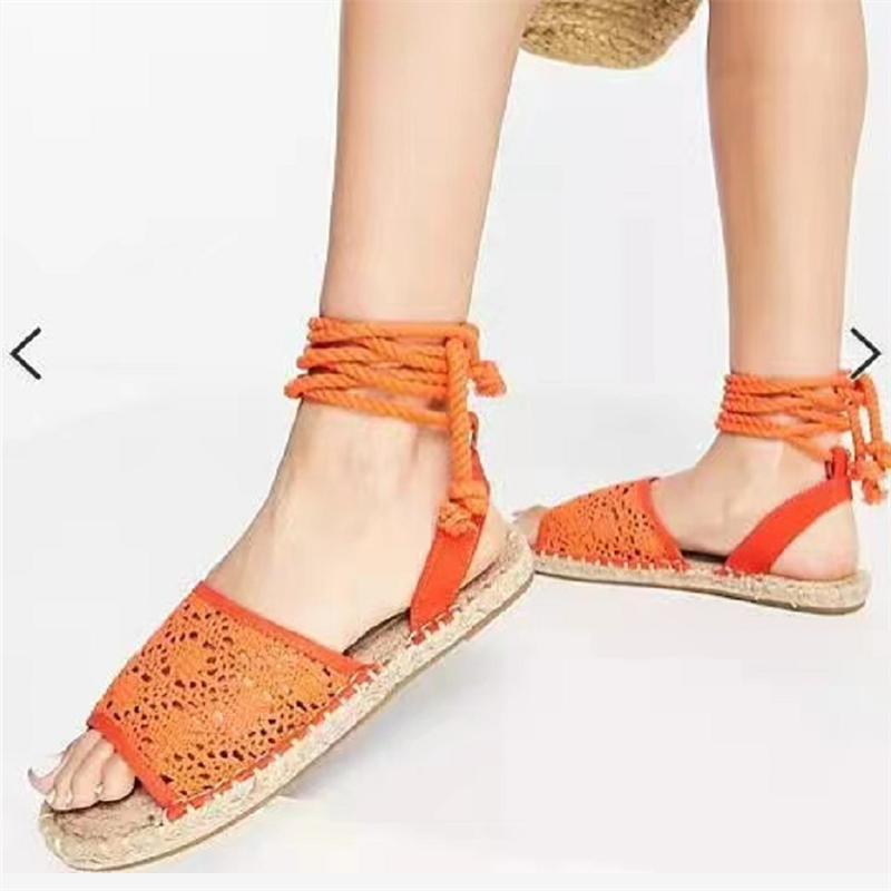 Roman Sandals Women's 2022 Summer New Flat Open Toe Braided Narrow Band Gladiator Design Shoes Fashion Cross-Tie Women's Sandals