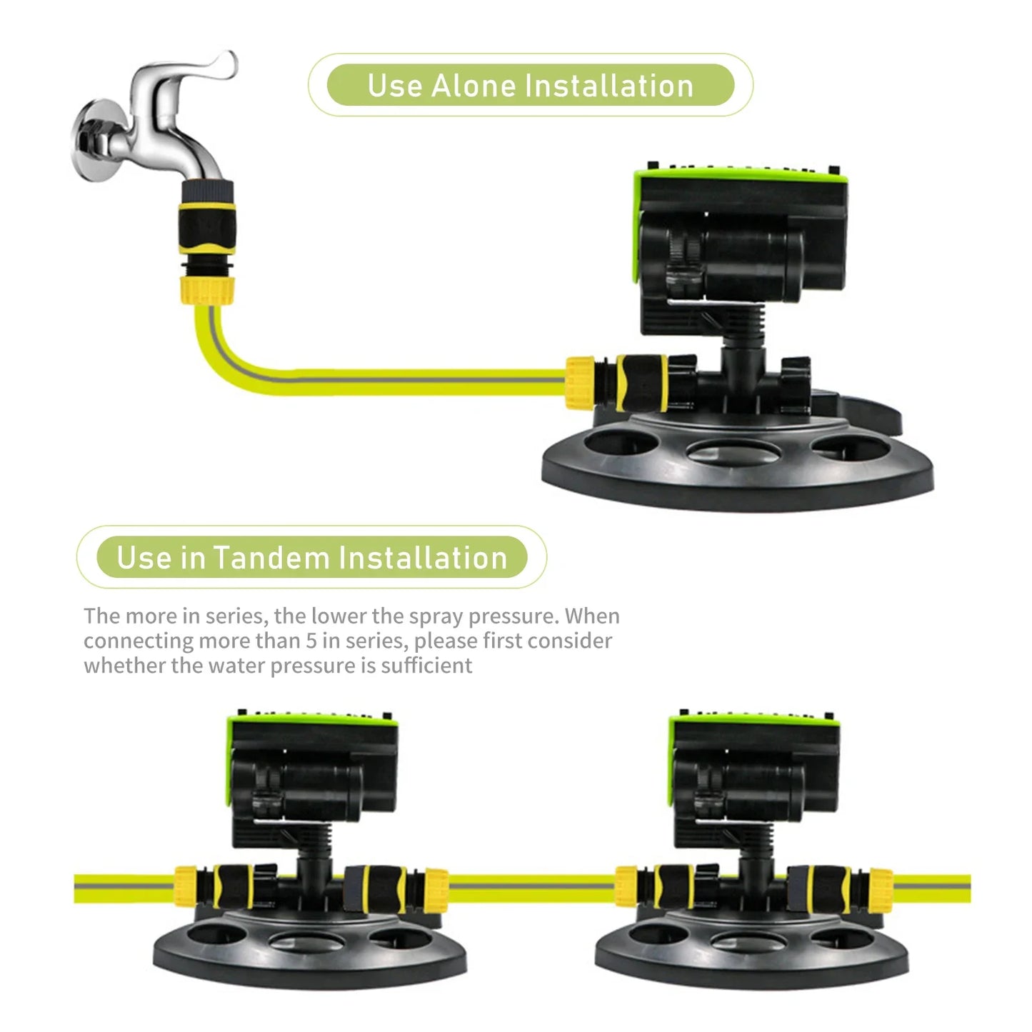16 Holes 180° Rotating Garden Lawn Sprinkler Large Coverage Area