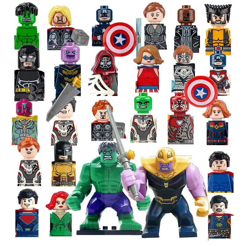 42 PCS Set MOC Superhero Mini Block Toy Marvel Action Figure DIY Puzzle Assembly Block Toy Handmade Children's Birthday Gift