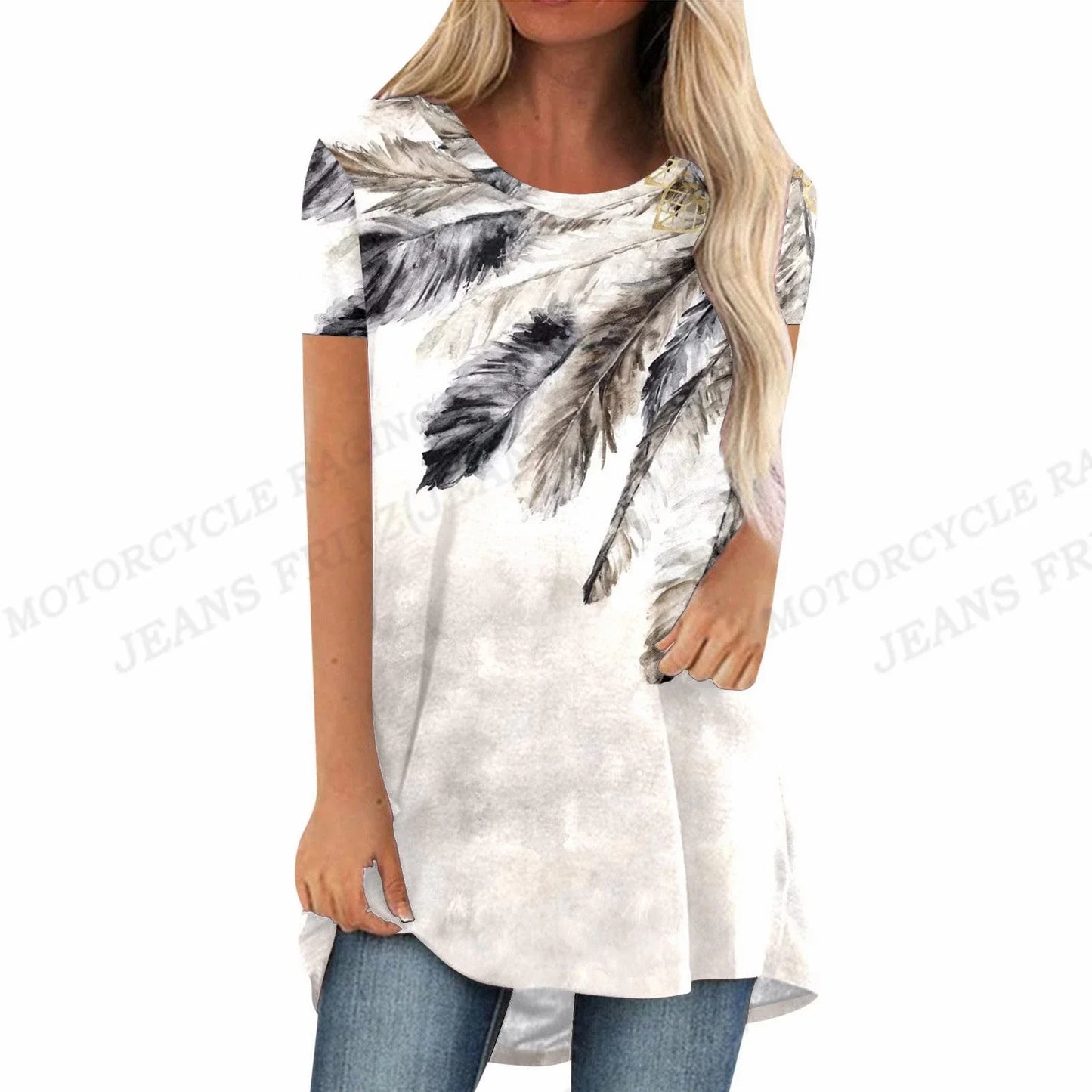Feather T shirt Women Fashion T-shirts Vintage Tshirt Short Sleeve Tops Tees Ladies Tshirts Women's Clothing Y2k Clothes Native