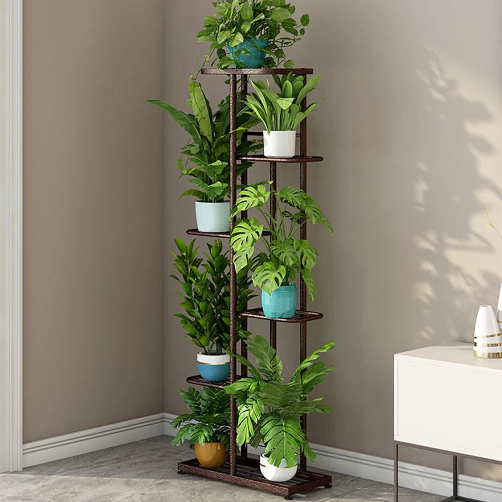 6 Tier Plant Stand, 7 Potted Indoor Tall Plant Holders, Corner Metal Tiered Plant Stands, Multiple Plant Display Rack Organizer For Living Room Balcony