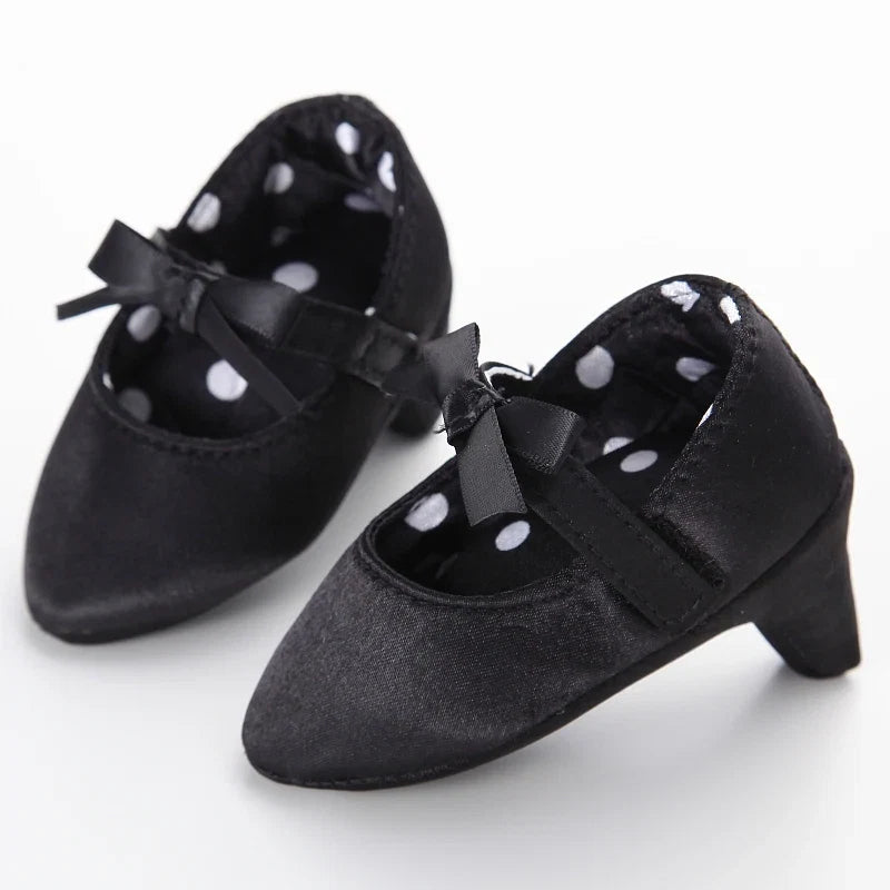 Newborn Infant Baby Fashion Girls High Heels Shoes 0-5Months Princess Bow Party Crib Shoes Photo Props Shoes