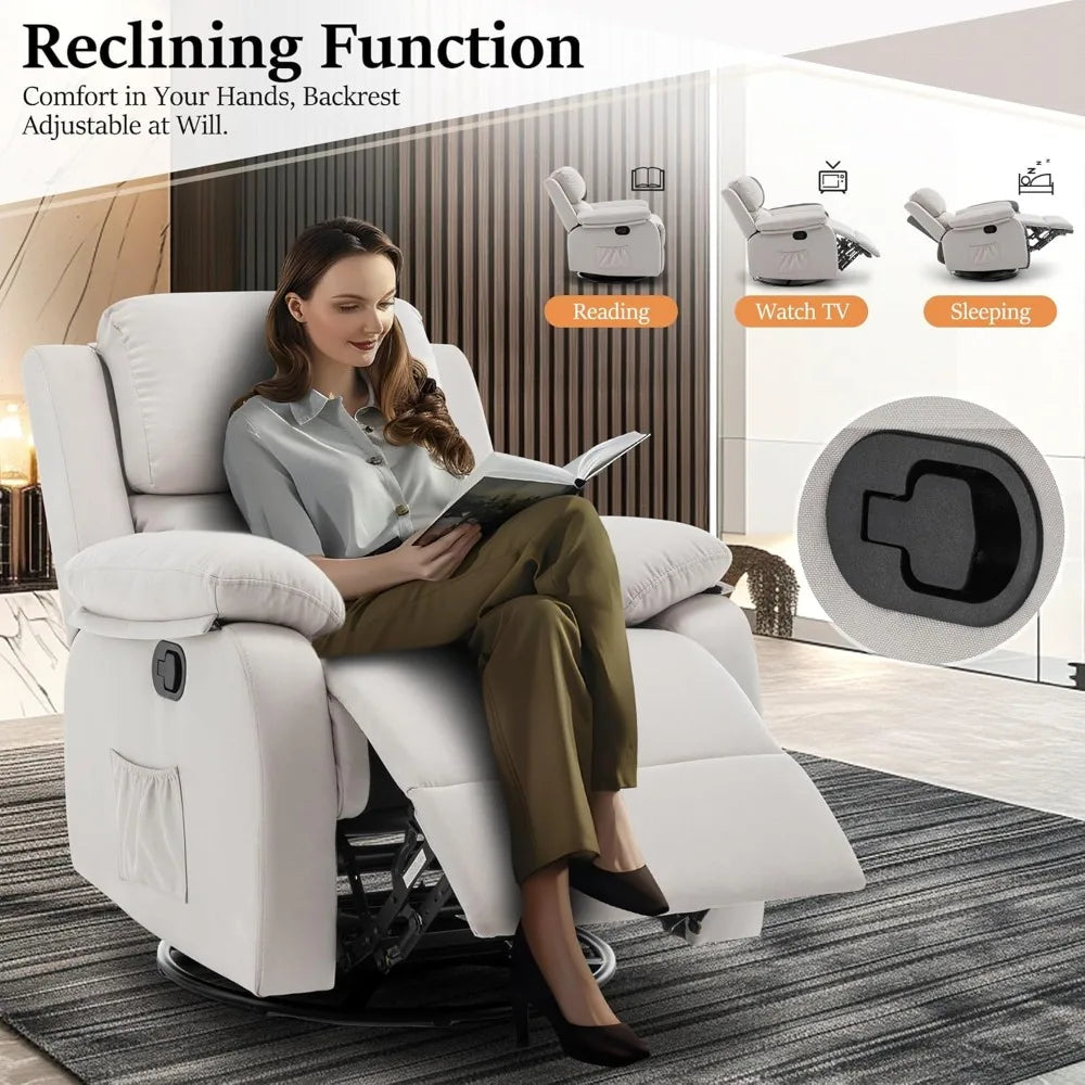 Swivel Rocker Recliner Massage Nursery Glider 360° Living Room Bedroom Beige, Custom