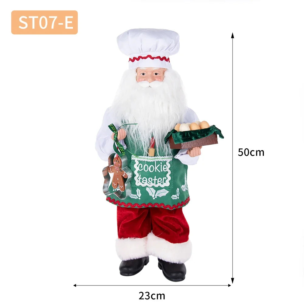 Christmas Holiday Party Supplies Santa Claus Cook 50CM Adorable Gingerbread House Chef Santa Claus Doll For Kitchen Decoration