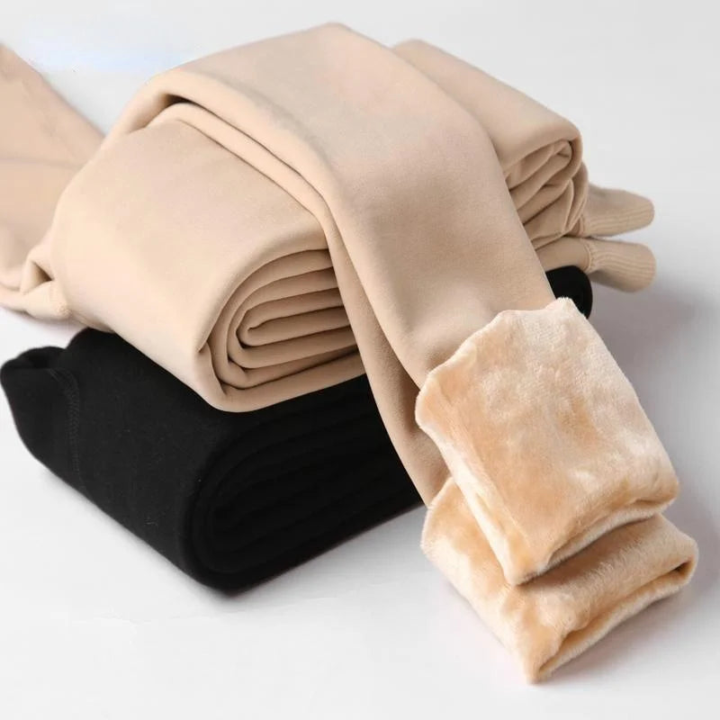 Winter Leggings For Women Warm Solid Color Velvet  High Waist.