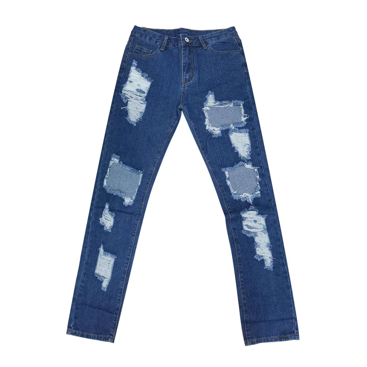 Hole Denim Women'S Jeans Buttocks Ripped Jeans Street Style Vertical Tube Denim Pants Frayed Tassel Ripped Jeans Japanese