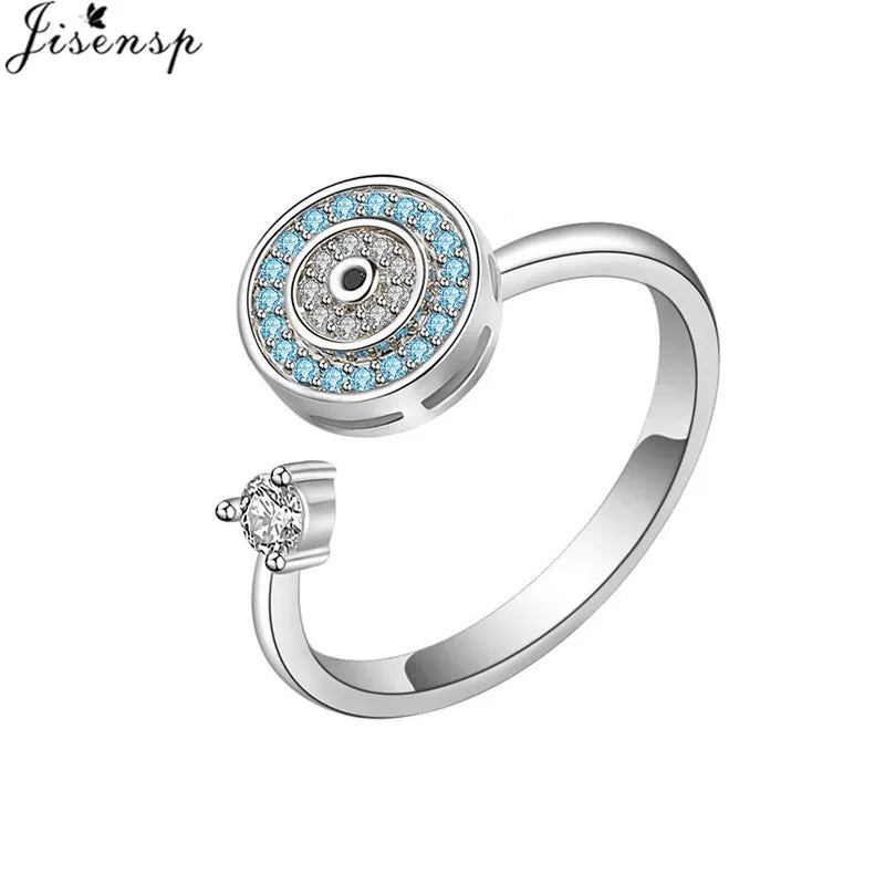 Luxury Fashion Fidget Spinner Ring Anxiety for Women Multiple Crystal Planet Butterfly Finger Rings Anti Stress Wedding Jewerly