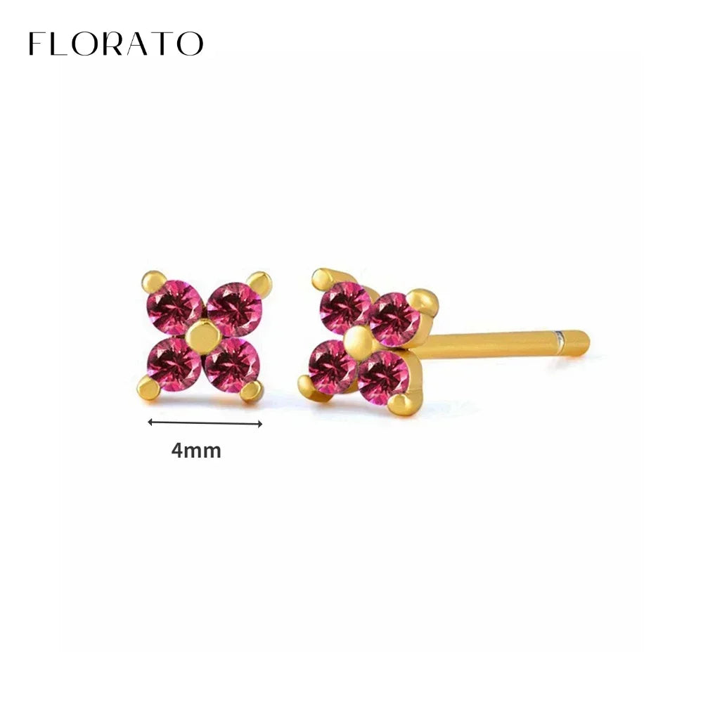925 Sterling Silver Ear Needle Rose colors Zircon Hoop Geometric Pendant Earrings for women Luxury Fashion Wedding Jewellery2023