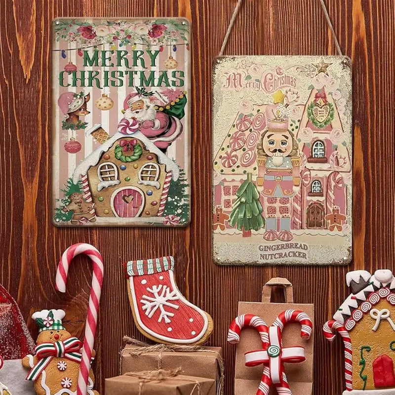 Christmas Pink Logo Indoor and Outdoor Party Decoration Supplies Iron Drawing 30x20x2cm
