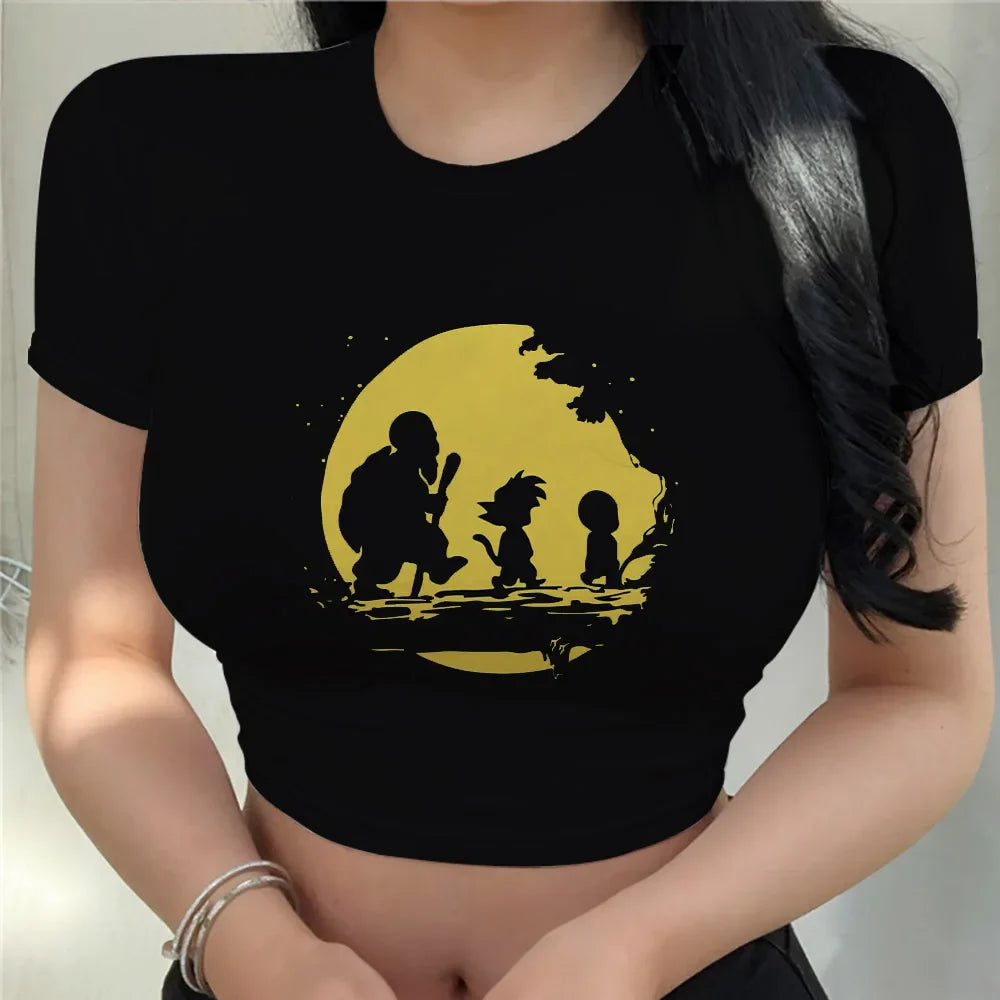 Crop Top Fashion Tops Harajuku Kawaii Clothes T-shir T Shirt Cool Goku Dragon Ball Z New Clothing Y2k Sexy Vegeta Anime Women Z