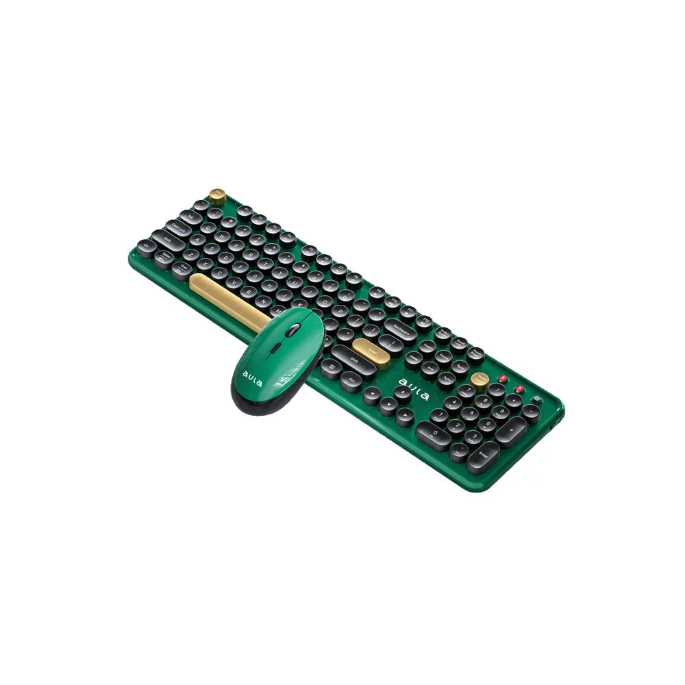 AULA AC306 Wireless Keyboard and Mouse  Combo Retro Round Key Cap Full-size 104-key Laptop for Office Entertainment