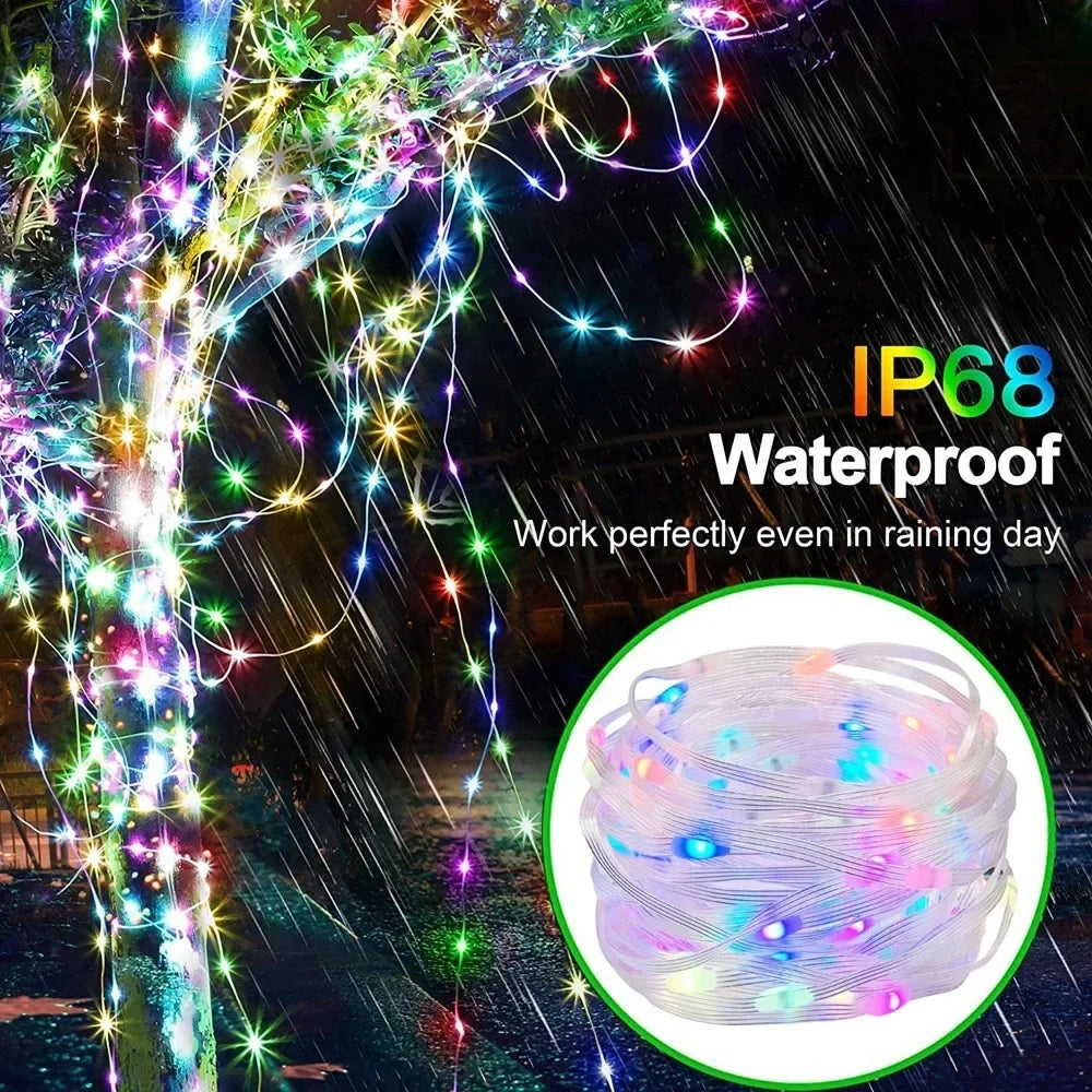 LED String Light Smart WIFI Bluetooth Tuya App Control Outdoor Fairy Lights For Navidad Garland Christmas Holiday Party Decor