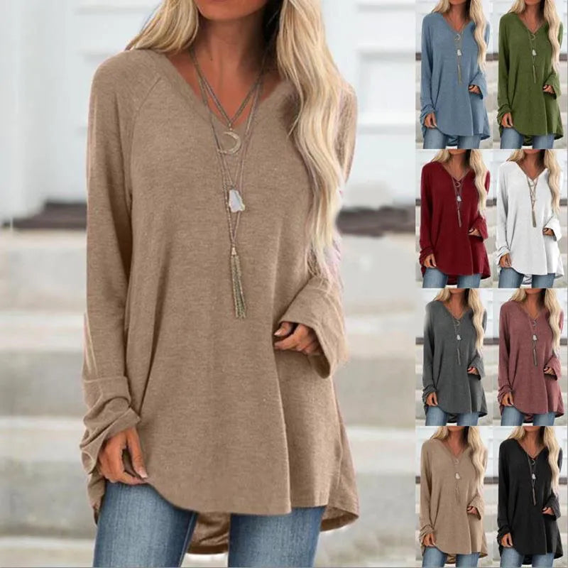 Female Clothes New Spring Autumn S-8XL Oversized T-shirt Solid Long Sleeve Loose Cotton Casual Harajuku Tunic Tees Top Women's