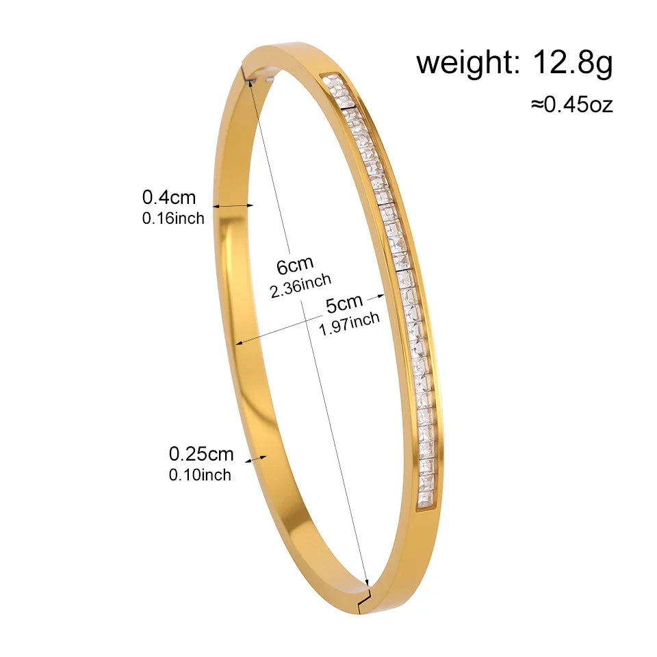 Yupsk 1/4pcs Golden Stainless Steel Stackable Bracelets Exquisite Heart Design Inlaid Zircon Bracelet Set Unisex Jewelry Gifts