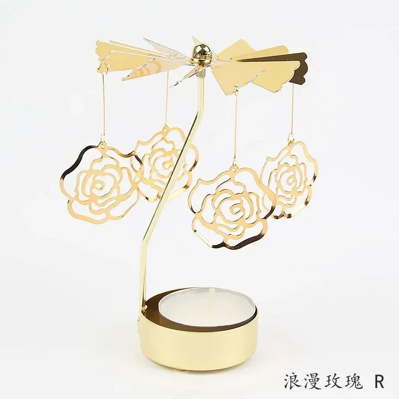Multi-shape Rotating Candlesticks Snowflake Angel Romantic Tea Party Candle Holder Wedding Christmas Metal Home Decor