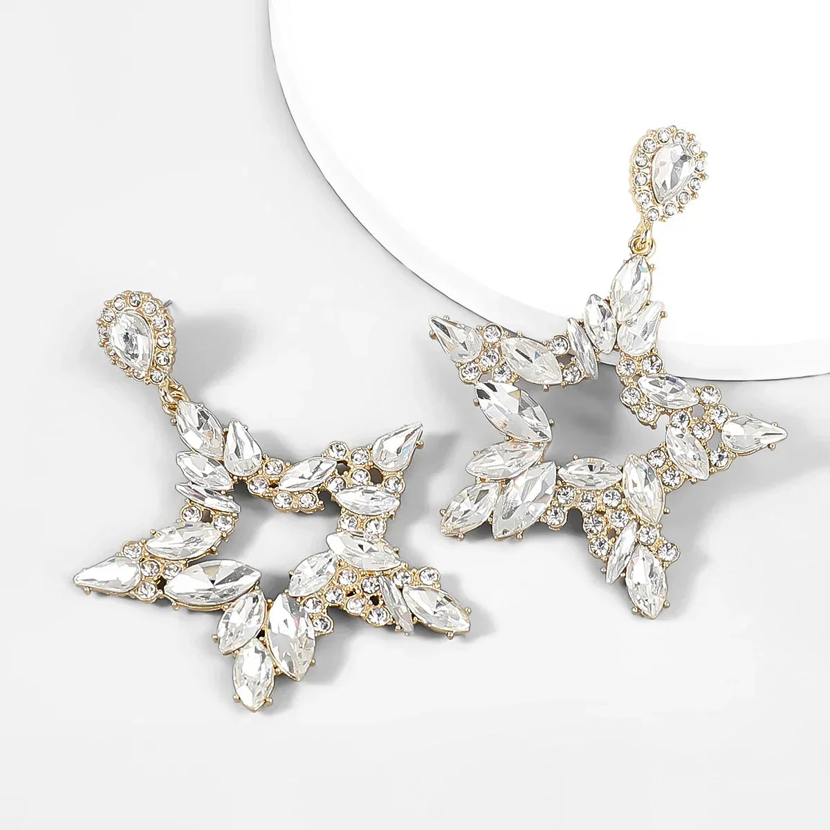 New Fashion women's Color Matching Big Rhinestone Love Heart-shaped Star Drop Earrings women's Jewelry Temperament Accessories