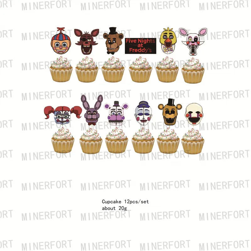 FNAF Five Nights Freddyed Birthday Party Decorations Disposable Tableware Cup Plate Party Supplies