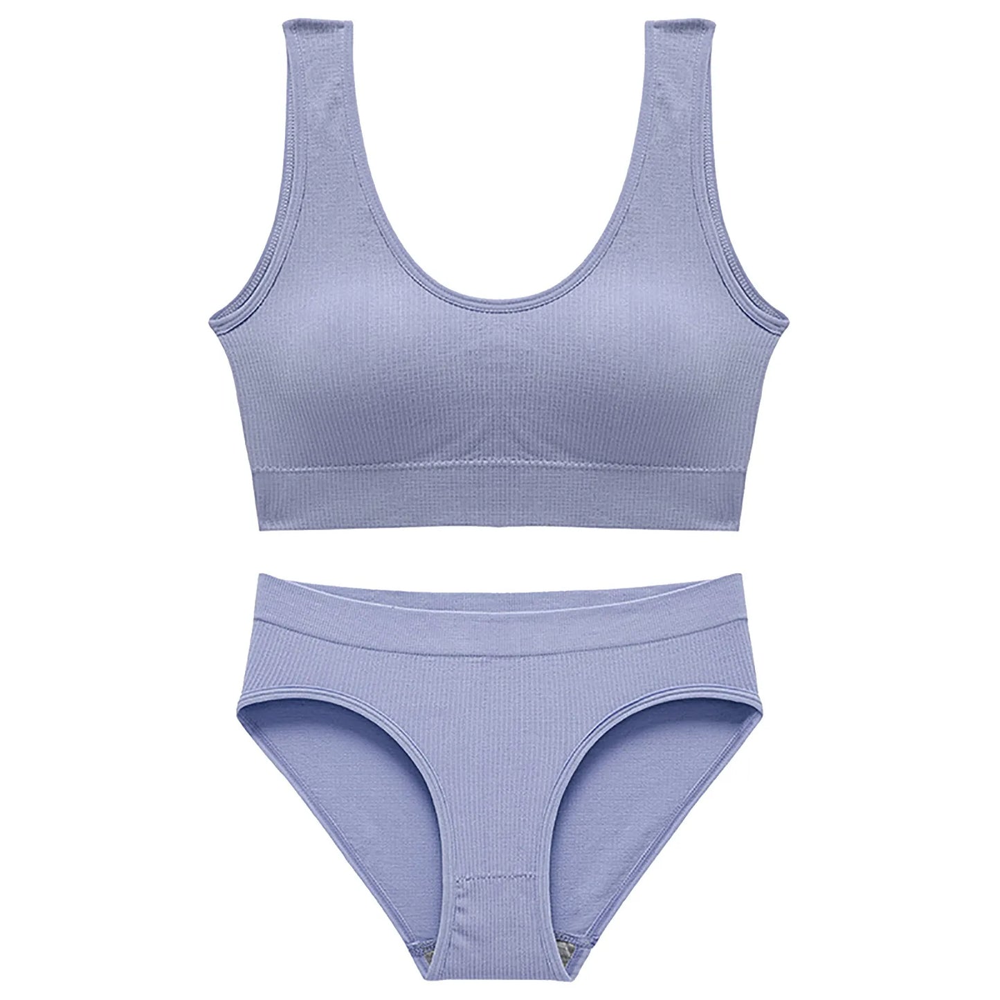 Women Seamless Bra Set Seamless Non Wire Brassiere High Waist Underwear Female Wide Shoulder Strap Vest Bras Set Women Underwear