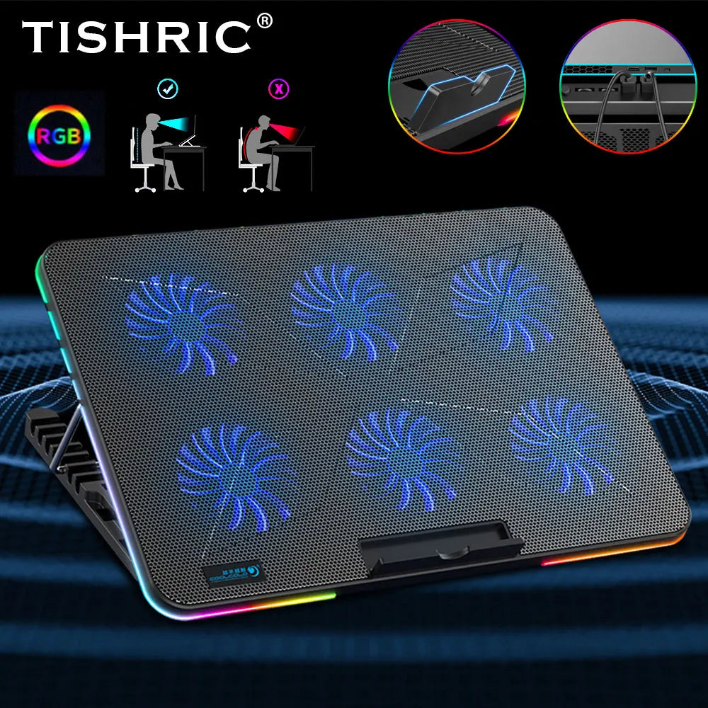 Laptop Cooler Laptop Cooling Pad 6 Quiet Fans High-speed Cooling Supports Laptop Accessories Cooler Notebook Base Radiator