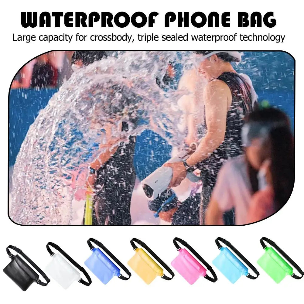 Swimming Waterproof Waist Bag Pack PVC Triple Sealed Beach Phone Case Outdoor Water Parties Watersports Drifting Diving Dry Bag