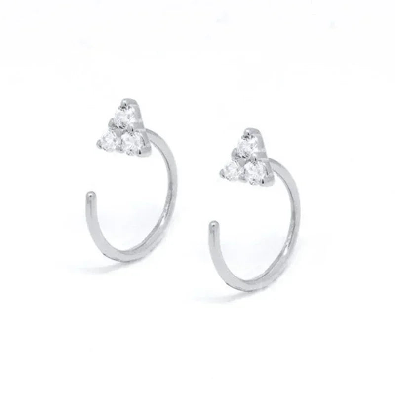 Cartilage 925 Silver Earrings Fashion C-shaped Zircon ear studs European American Geometric Piercing Earrings For Women Jewelry