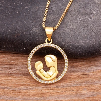 Nidin Classic Fashion Exquisite Mother's Day Gold Color Necklace Mom Letter Love Charms Pendant Chain Neck  Anniversary Jewelry