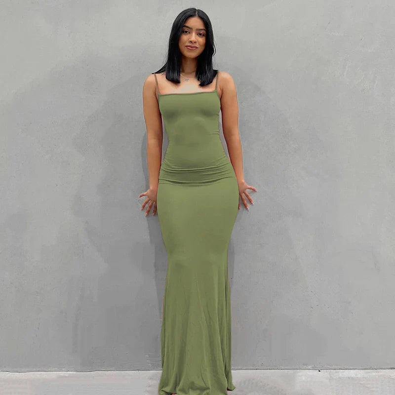 Satin Slip Sleeveless Backless Maxi Dress Women 2022 Y2k Summer Bodycon Elegant Sexy Outfits Ladies Birthday Party Club Sundress
