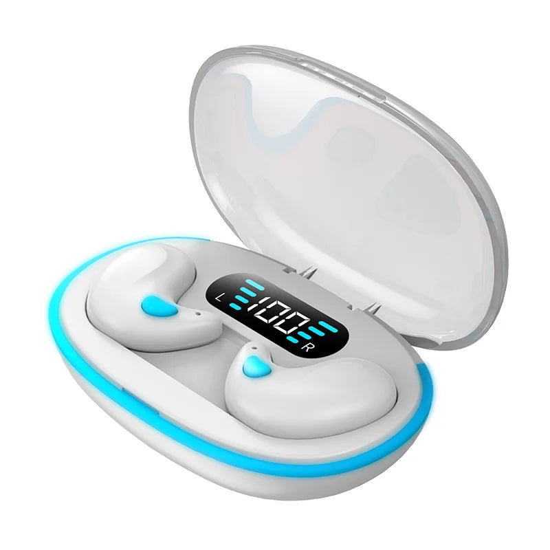 X55 Mini Earphone Stereo Hidden Headsets, with Mic HD Call Waterproof Sleeping Earbuds.